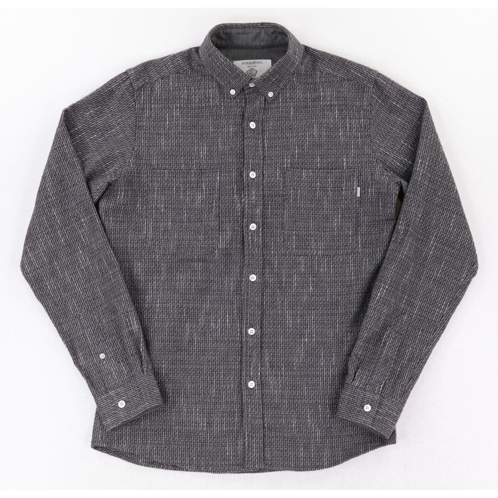 Patrik Ervell Long Sleeve Shirt Button Down Textured Brushed Men's Small Gray